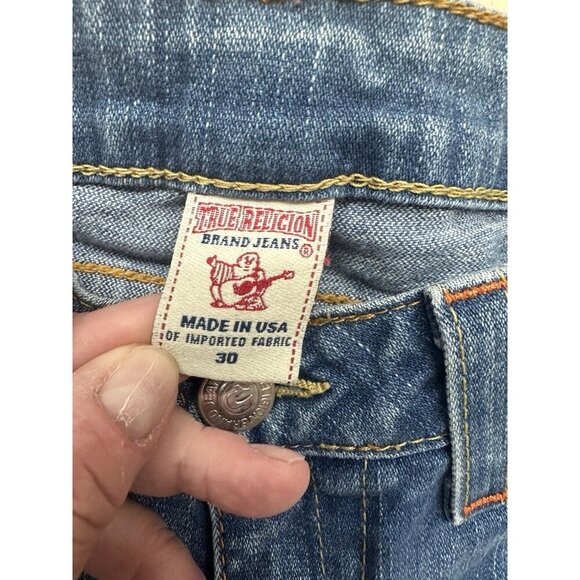 True Religion Holly Jeans Sz 30 Cropped Light Wash Low Rise 8” - Picture 3 of 7